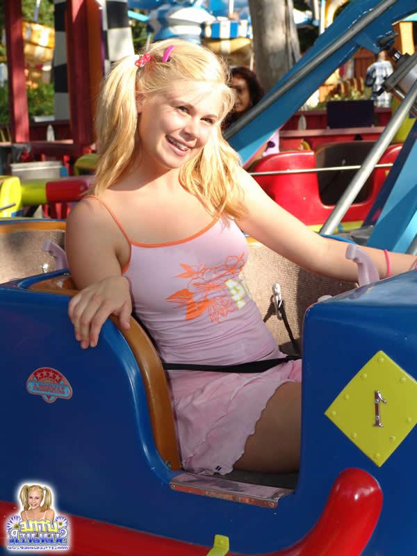 15P Blonde teen plays at the amusement park