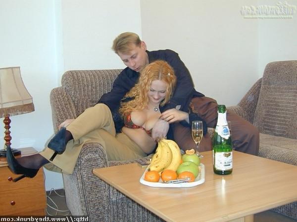 16P Drunk blonde in pantyhose gretting boned