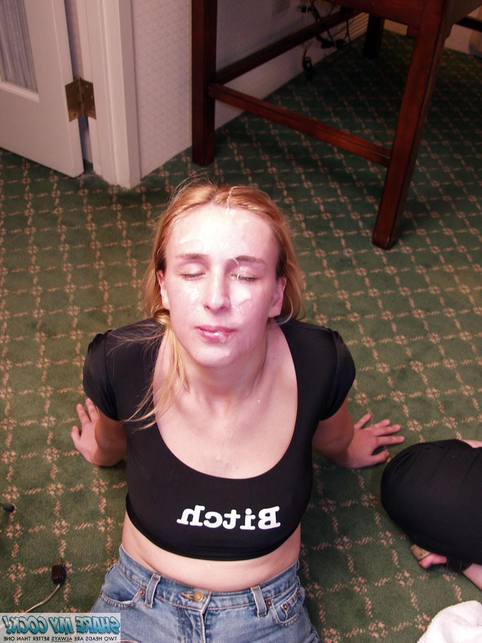 18P Blonde and brunette babes share a cock and cumshot