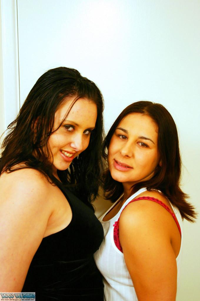 18P Two horny brunette teens share a cock and a facial