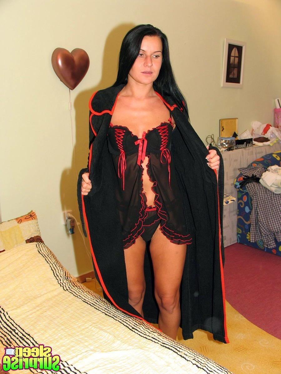 14P Naughty sleeping brunette maid gets abused in the bedroom