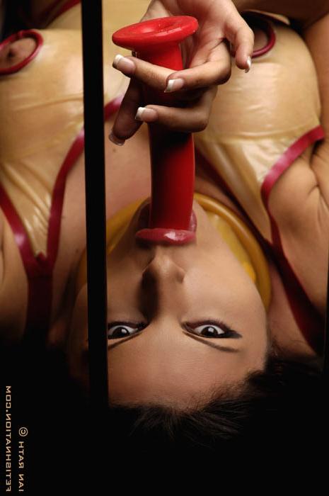 14P Bondage Slut Priscillo Russo fucks and sucks a large didlo
