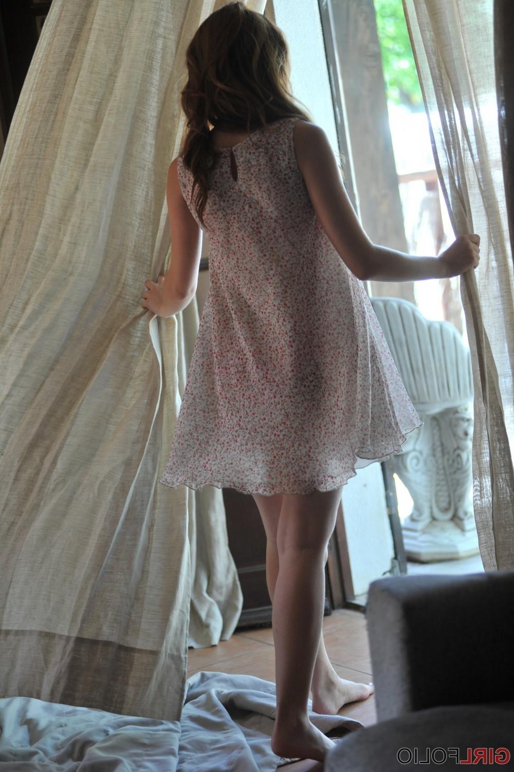 12P Sophia Smith strips out of her flower undies on the bed