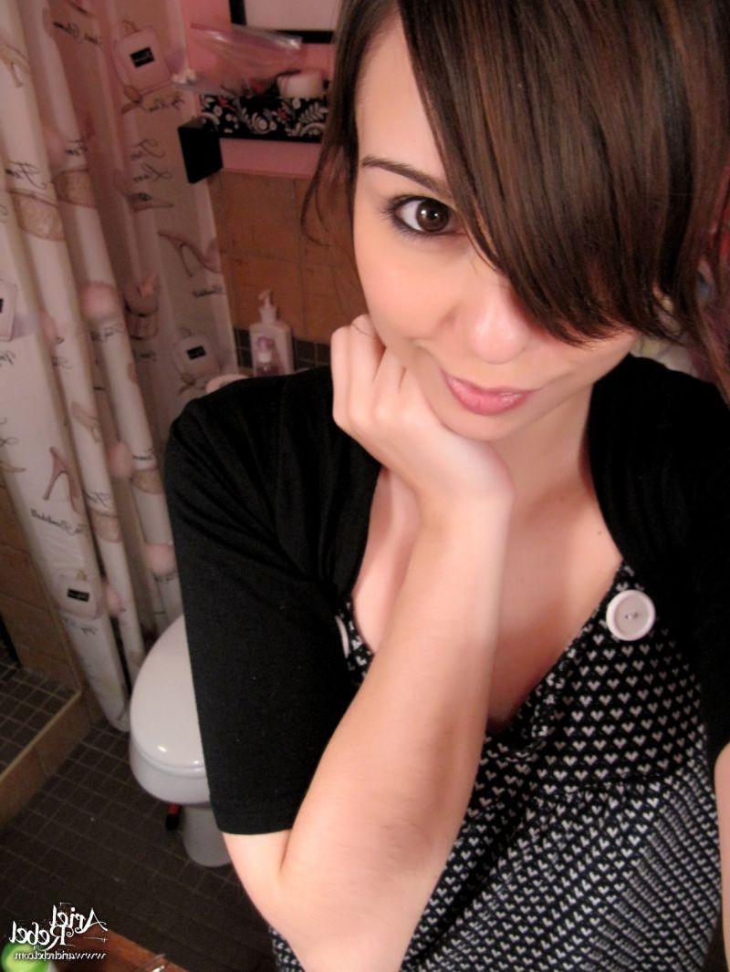 16P Cute teen with perky tits with small nipples shooting herself