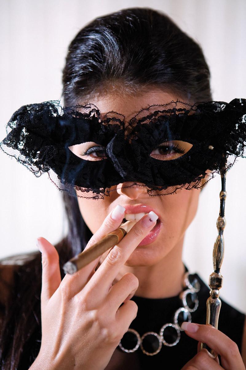 15P Lucky behind the mask smoking and sucking