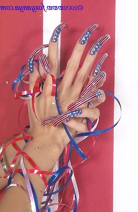 16P hot babe shows off long nails and bare tits