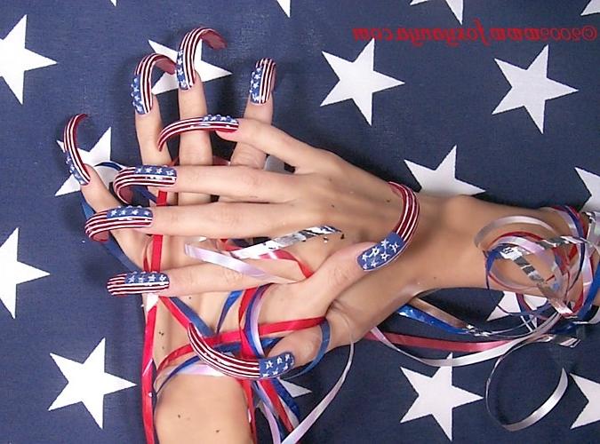 16P hot babe shows off long nails and bare tits