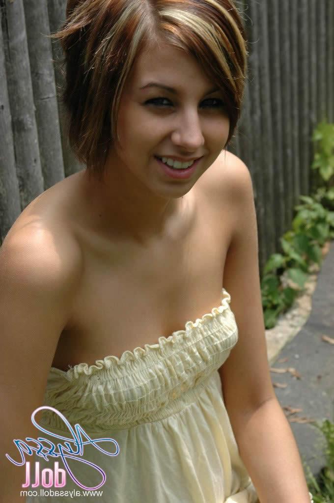 16P Brunette teen alyssa doll showing off her perky tits
