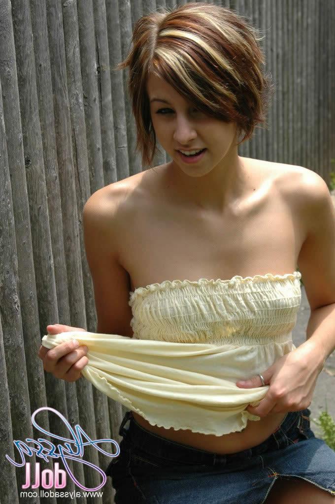16P Brunette teen alyssa doll showing off her perky tits