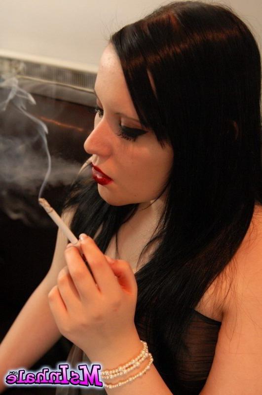 16P brunette teen smoking on the couch