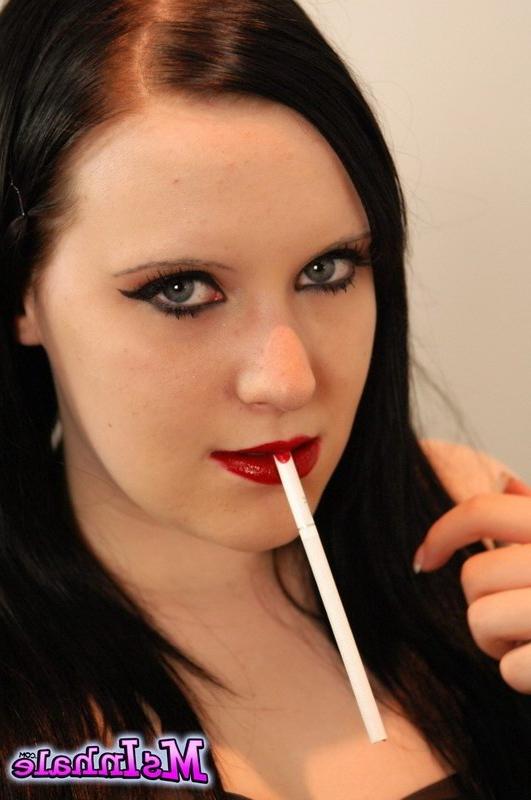 16P brunette teen smoking on the couch