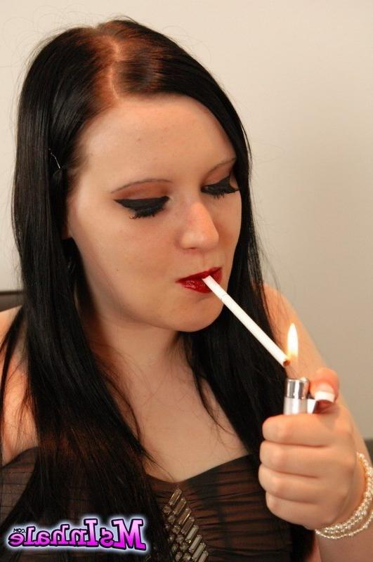 16P brunette teen smoking on the couch