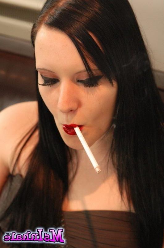 16P brunette teen smoking on the couch