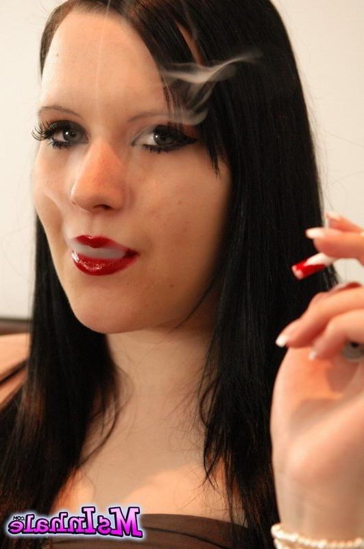 16P brunette teen smoking on the couch