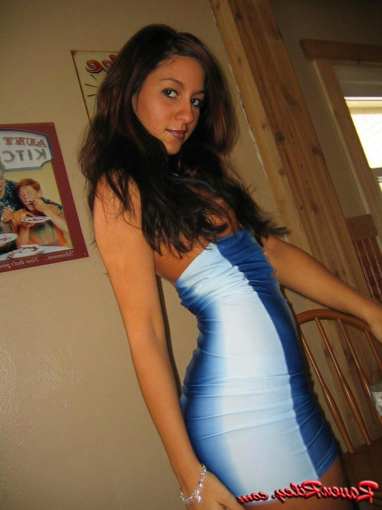 15P Brunette teen hottie posing sexy at home