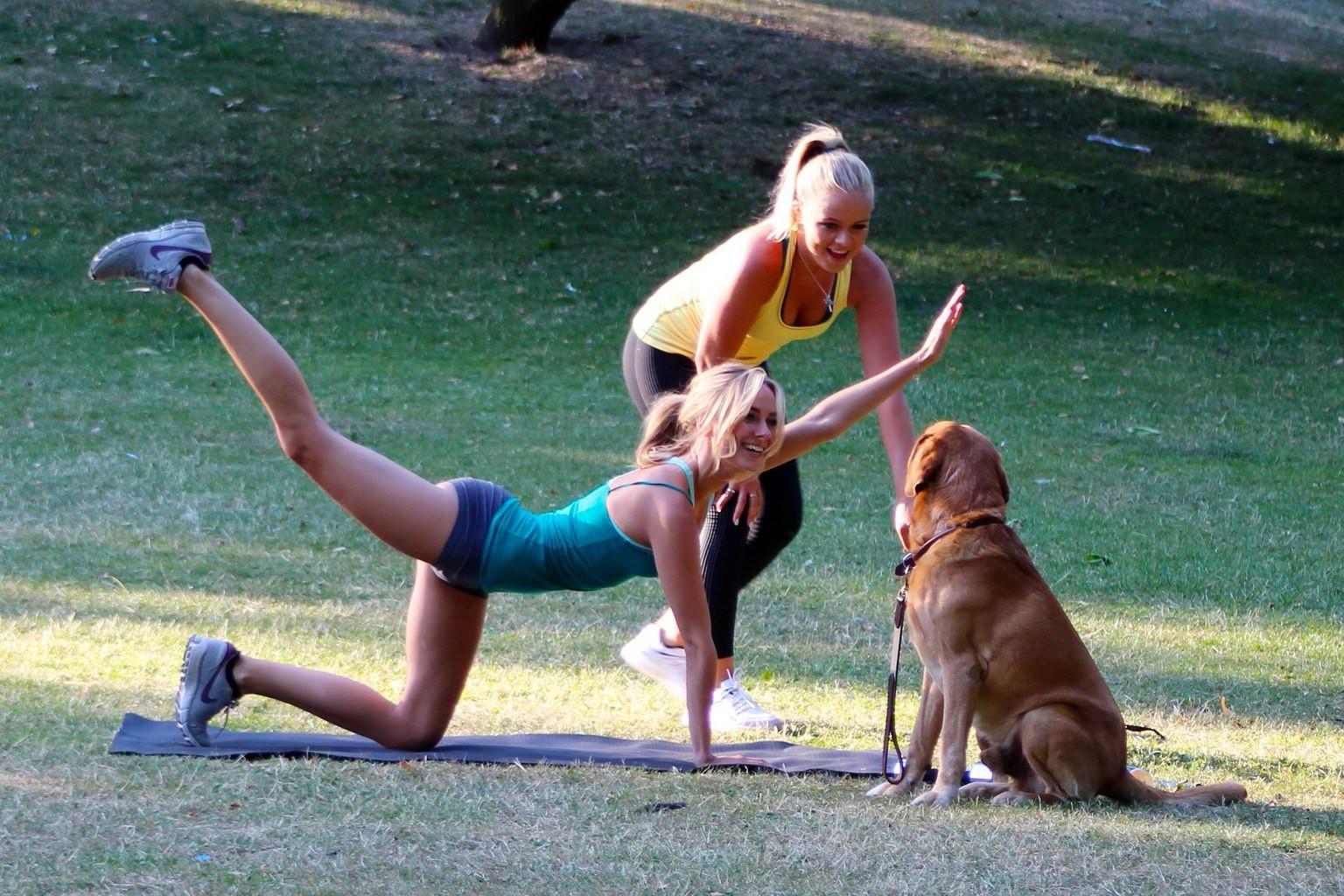 16P Kimberley Garner working out in a park