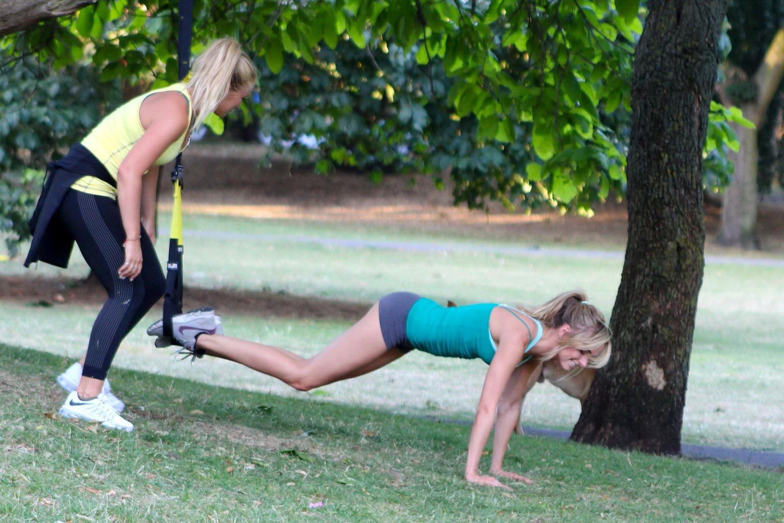 16P Kimberley Garner working out in a park