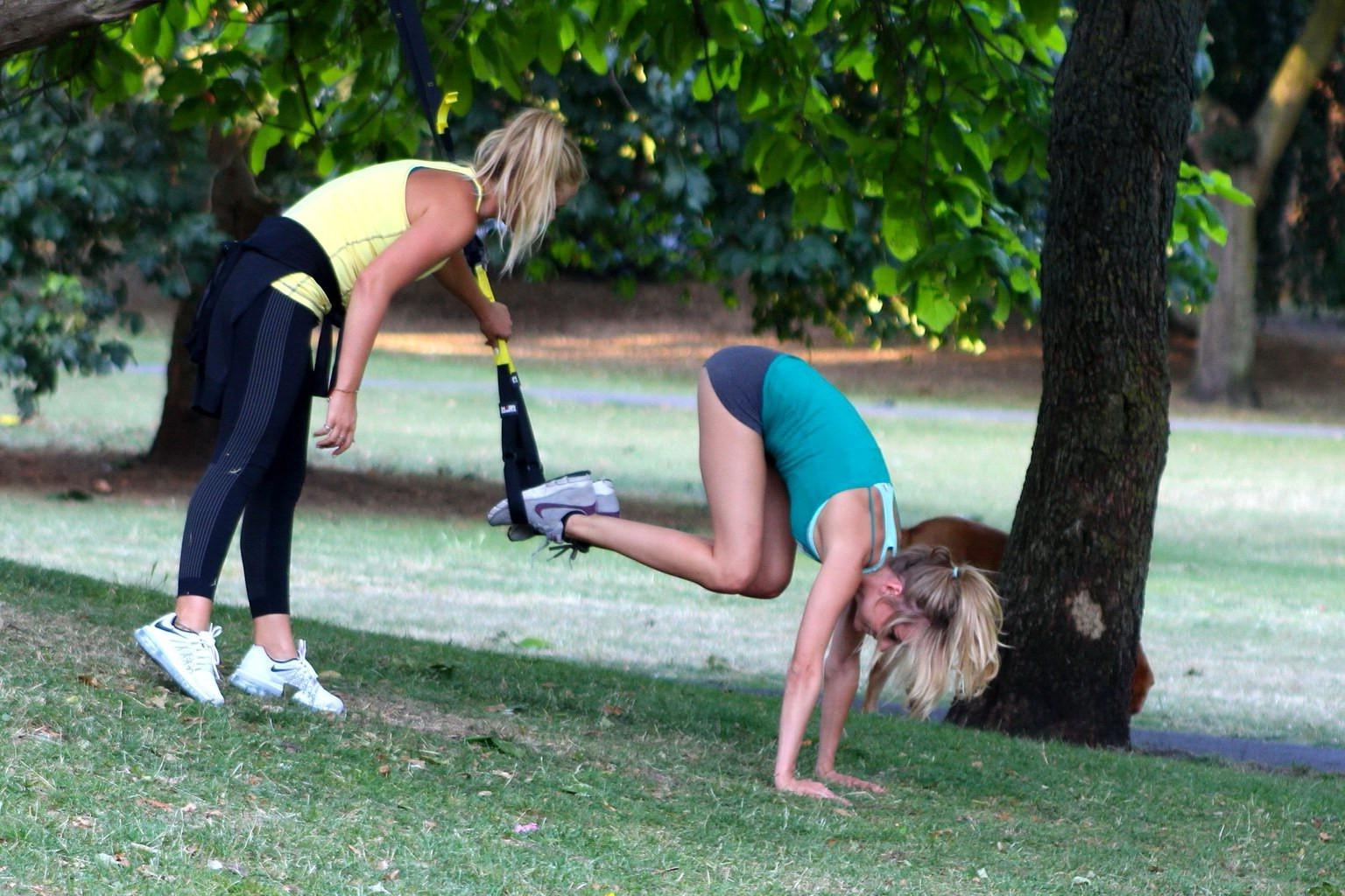 16P Kimberley Garner working out in a park