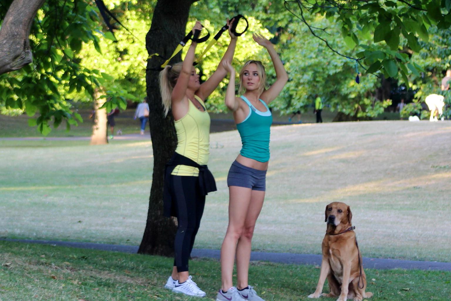 16P Kimberley Garner working out in a park