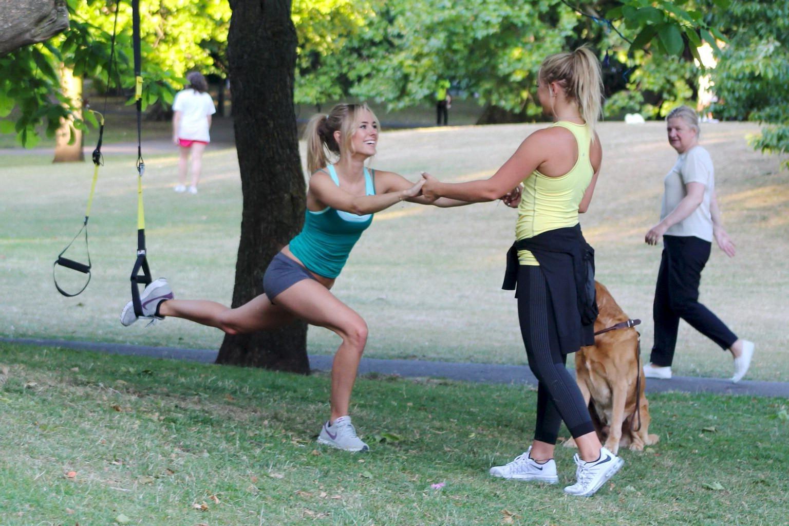16P Kimberley Garner working out in a park