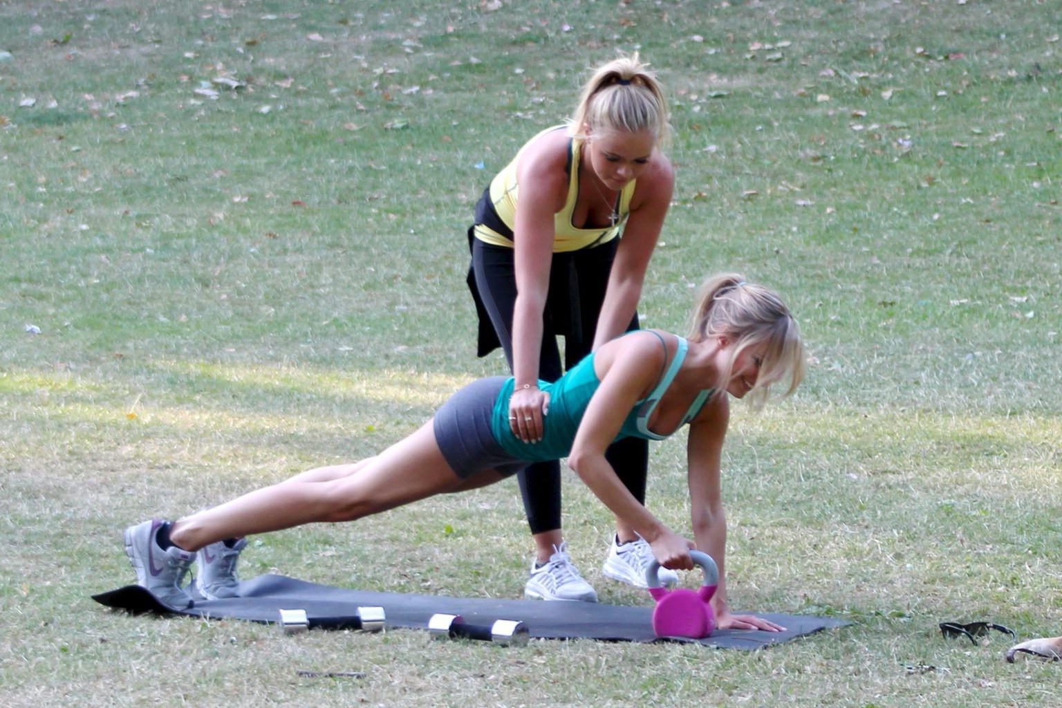 16P Kimberley Garner working out in a park