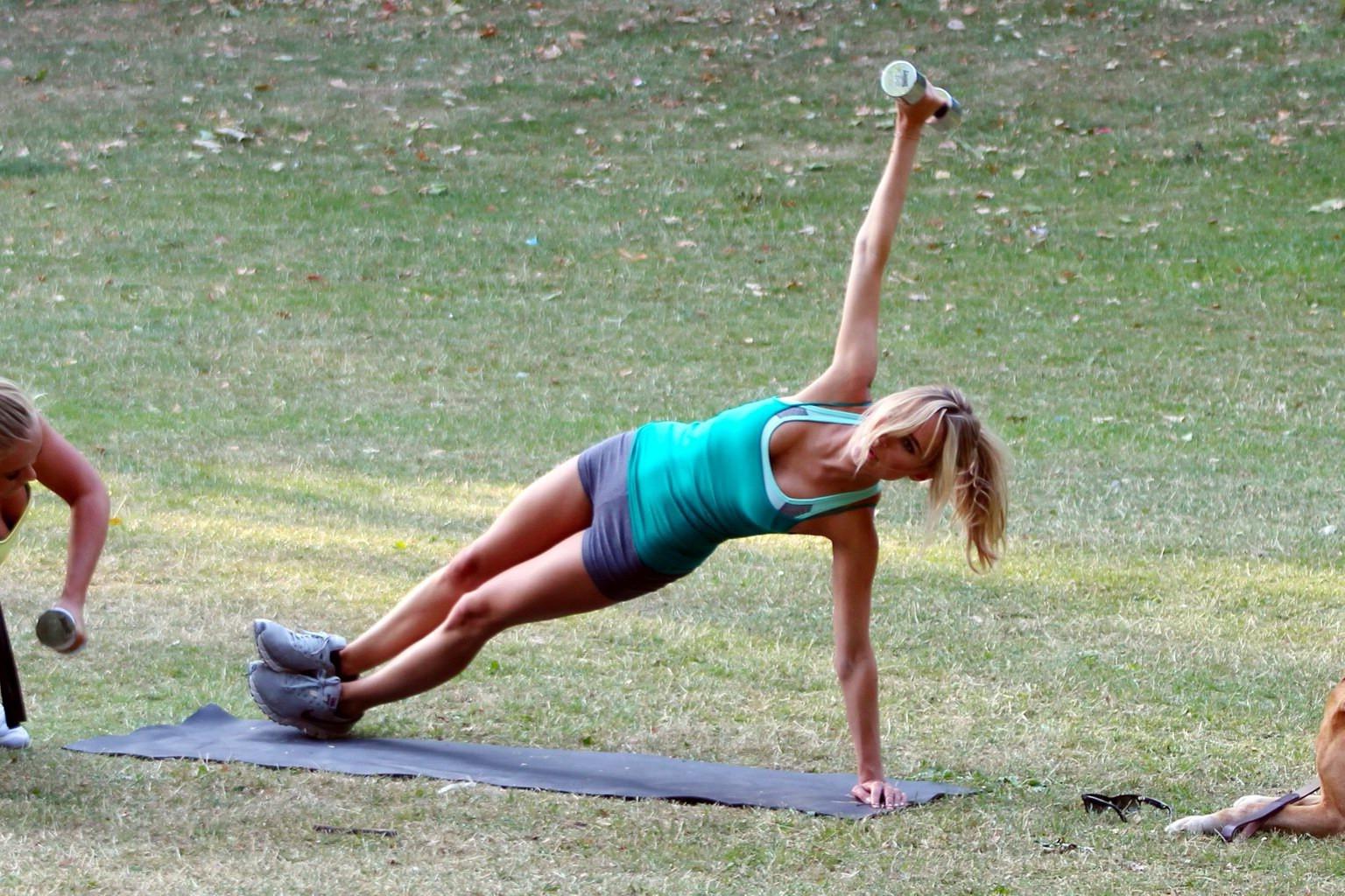 16P Kimberley Garner working out in a park