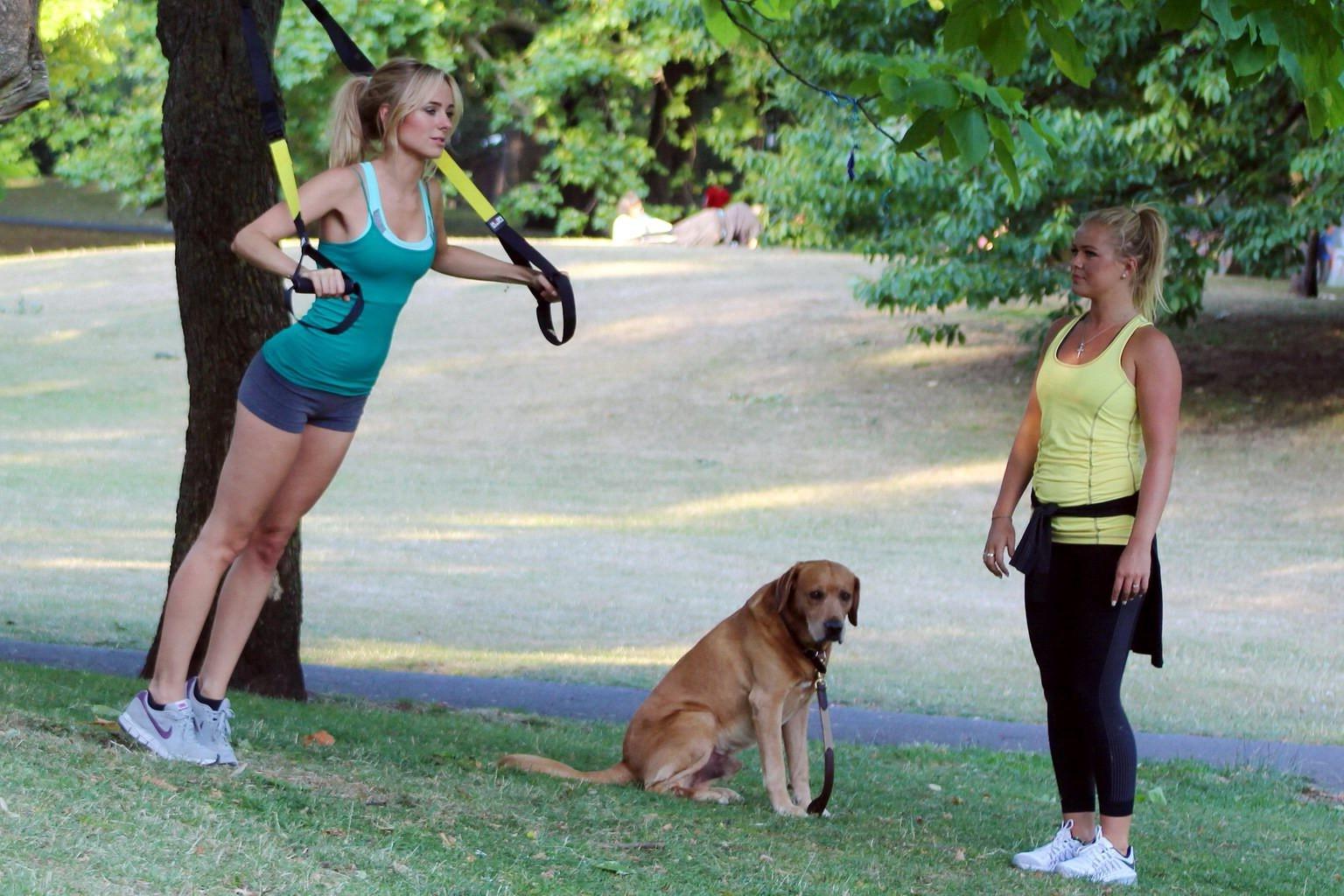 16P Kimberley Garner working out in a park