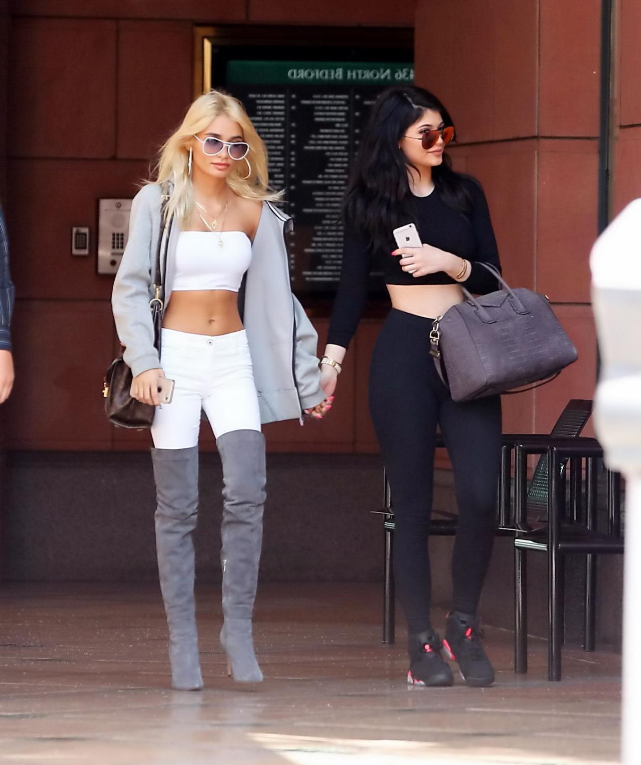 16P Kylie Jenner busty showing cameltoe and ass with Pia Mia at Urth Cafe in Beverly