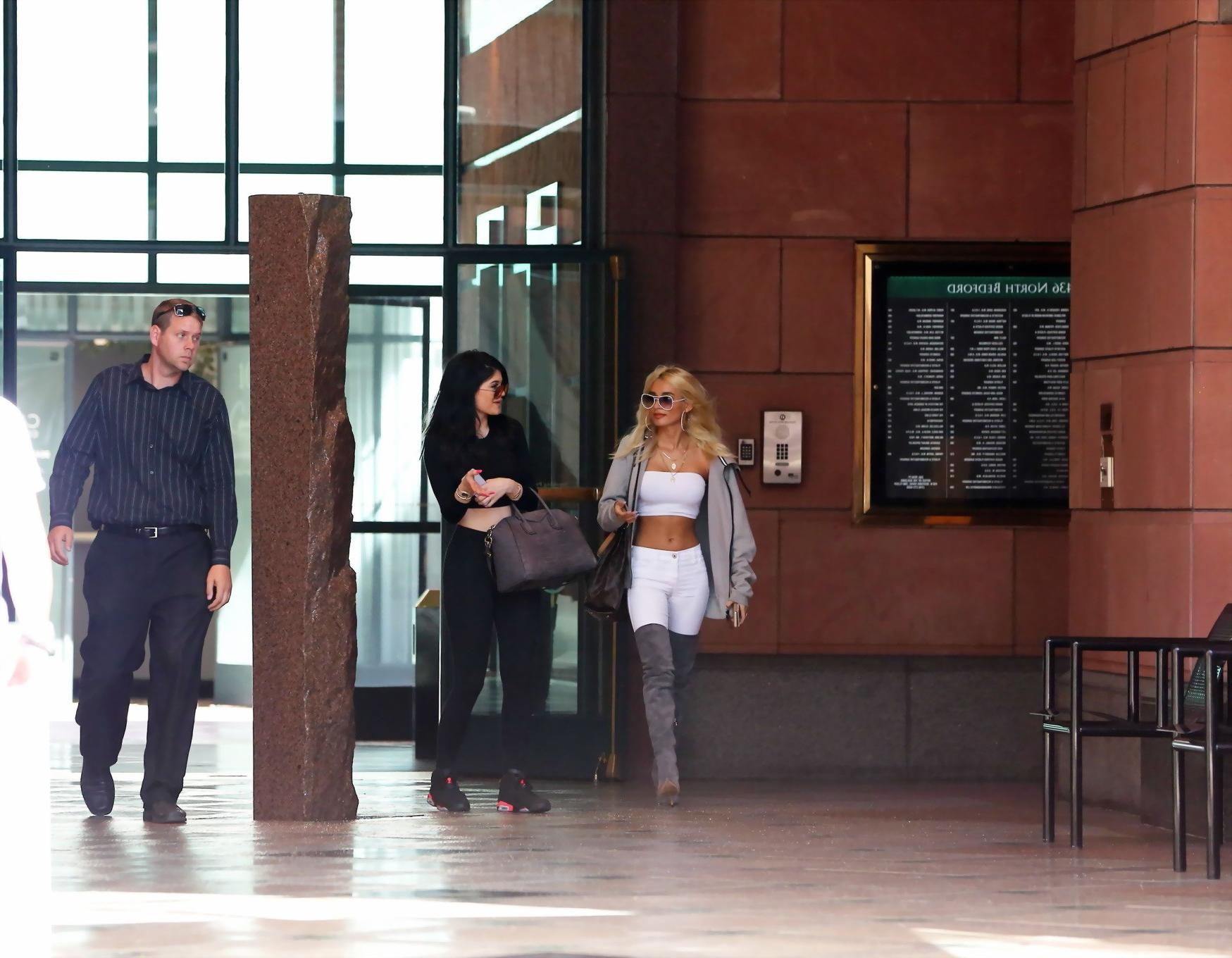 16P Kylie Jenner busty showing cameltoe and ass with Pia Mia at Urth Cafe in Beverly