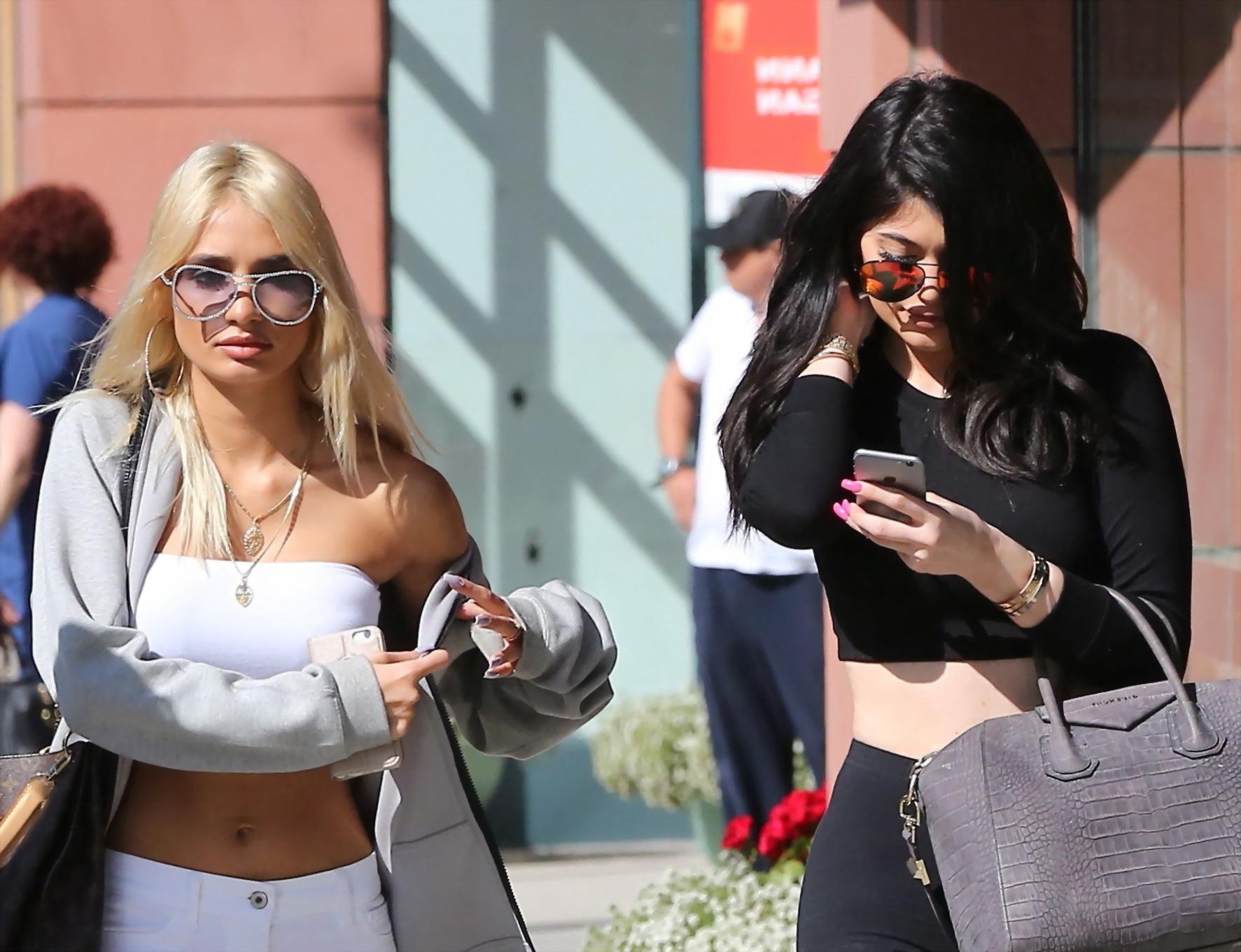 16P Kylie Jenner busty showing cameltoe and ass with Pia Mia at Urth Cafe in Beverly
