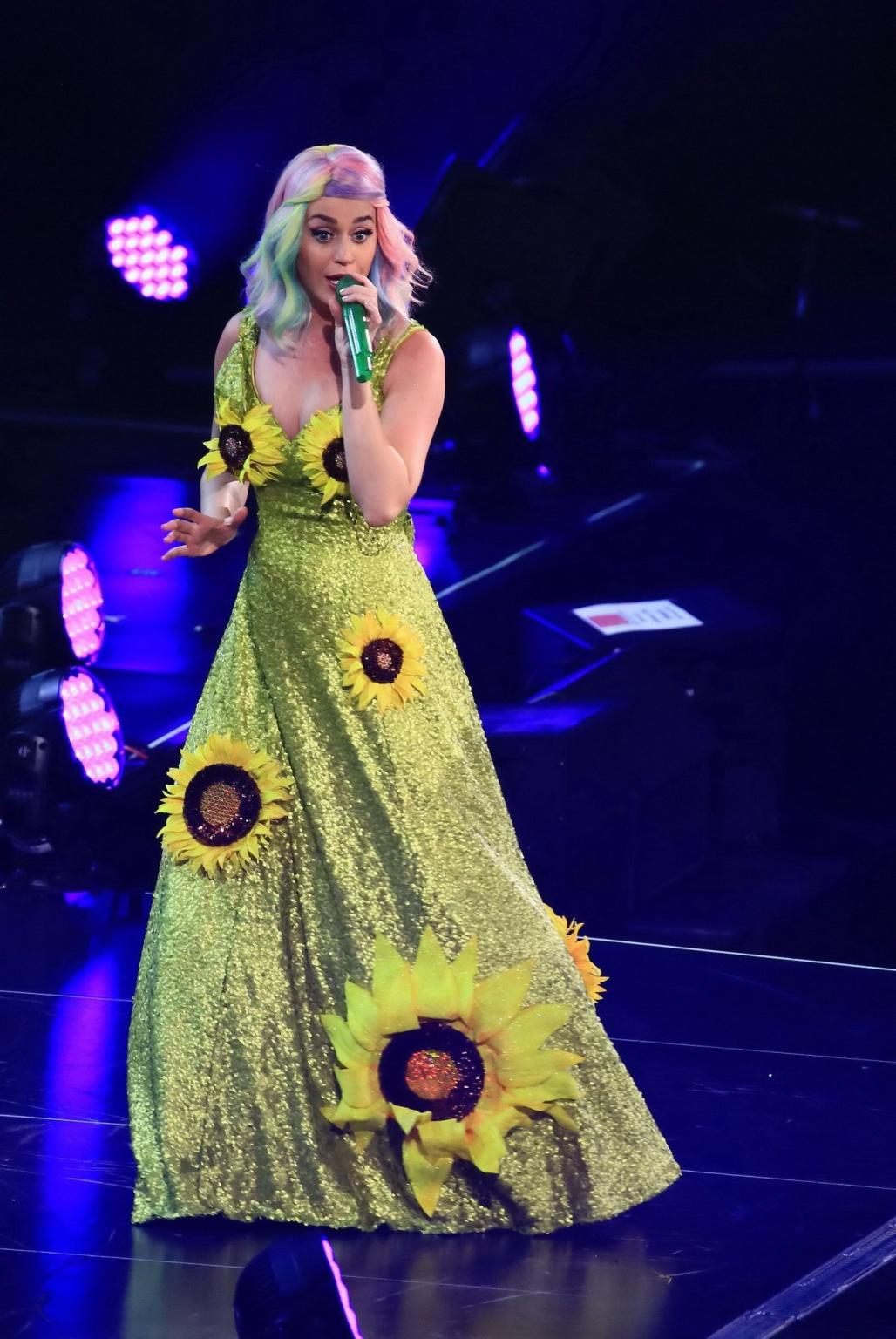 16P Die vollbusige Katy Perry zeigt bei ihrem Tournee-Auftritt Cameltoe und rasierten Schritt