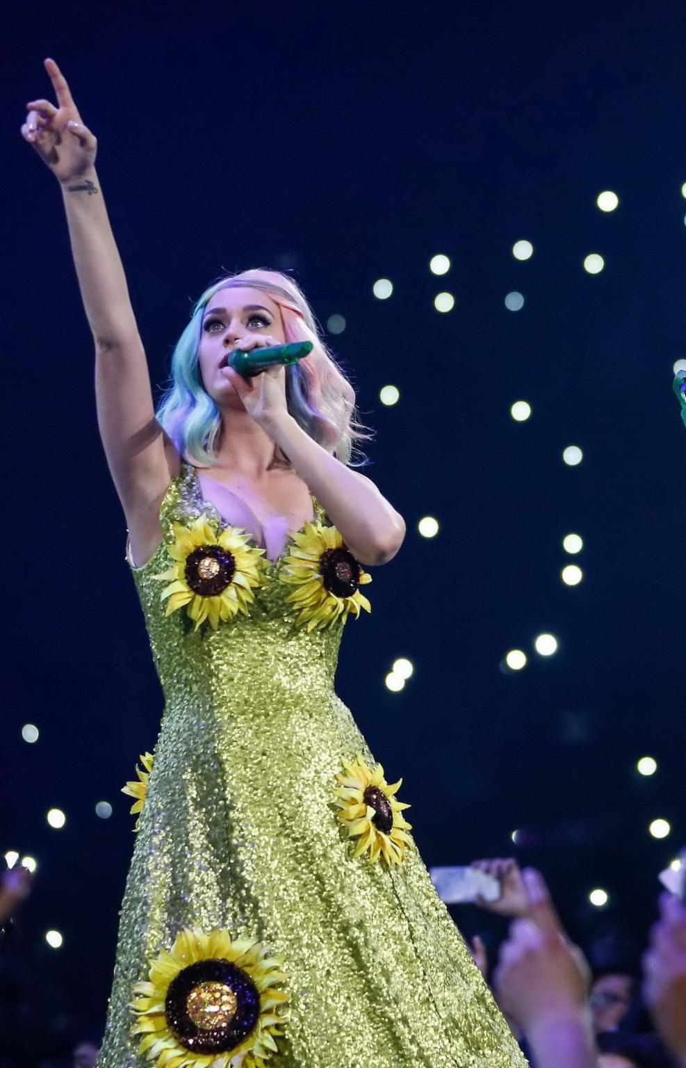 16P Die vollbusige Katy Perry zeigt bei ihrem Tournee-Auftritt Cameltoe und rasierten Schritt