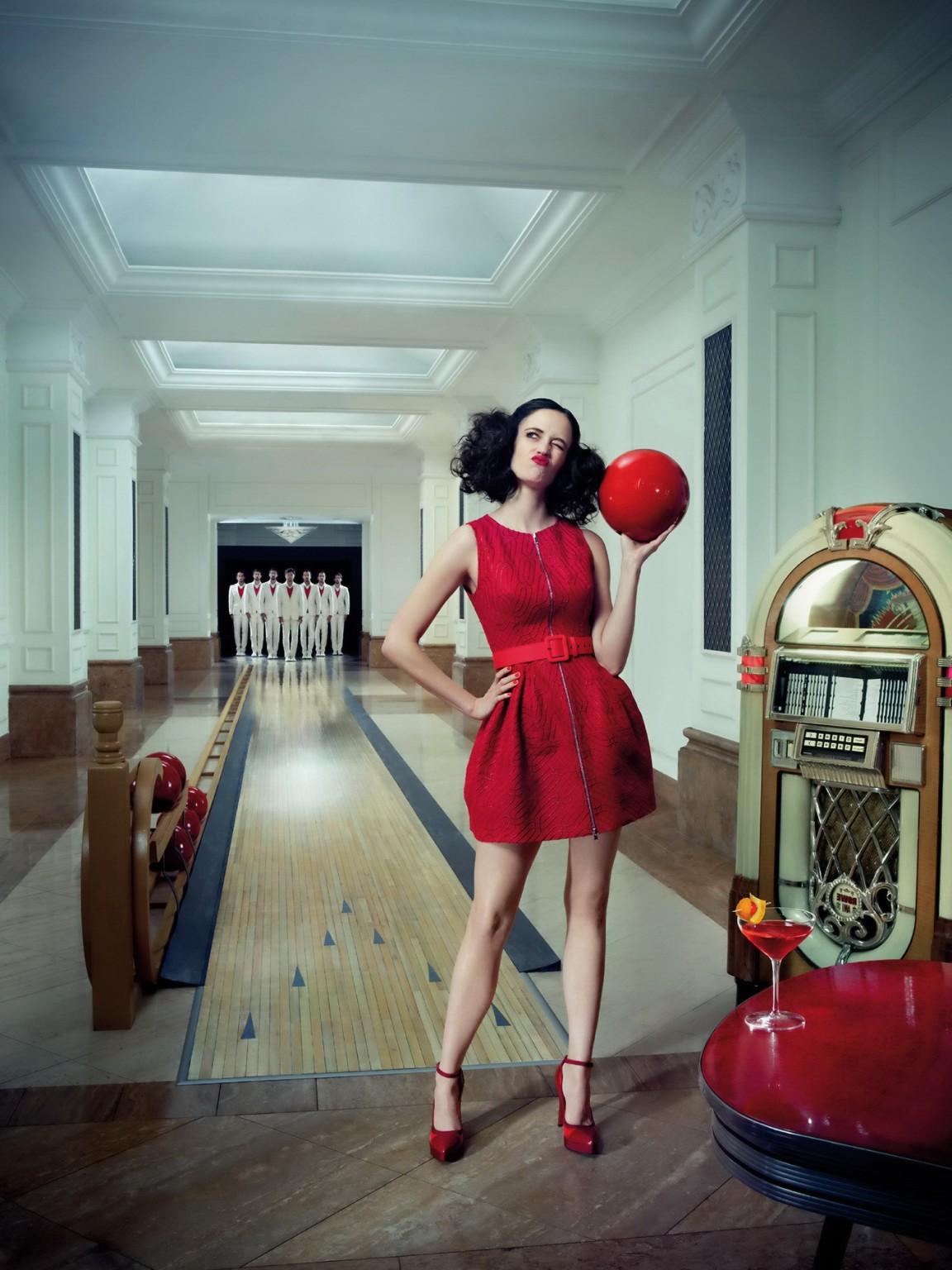 16P Eva Green busty and leggy wearing various red outfit for Campari Calendar 2015 p