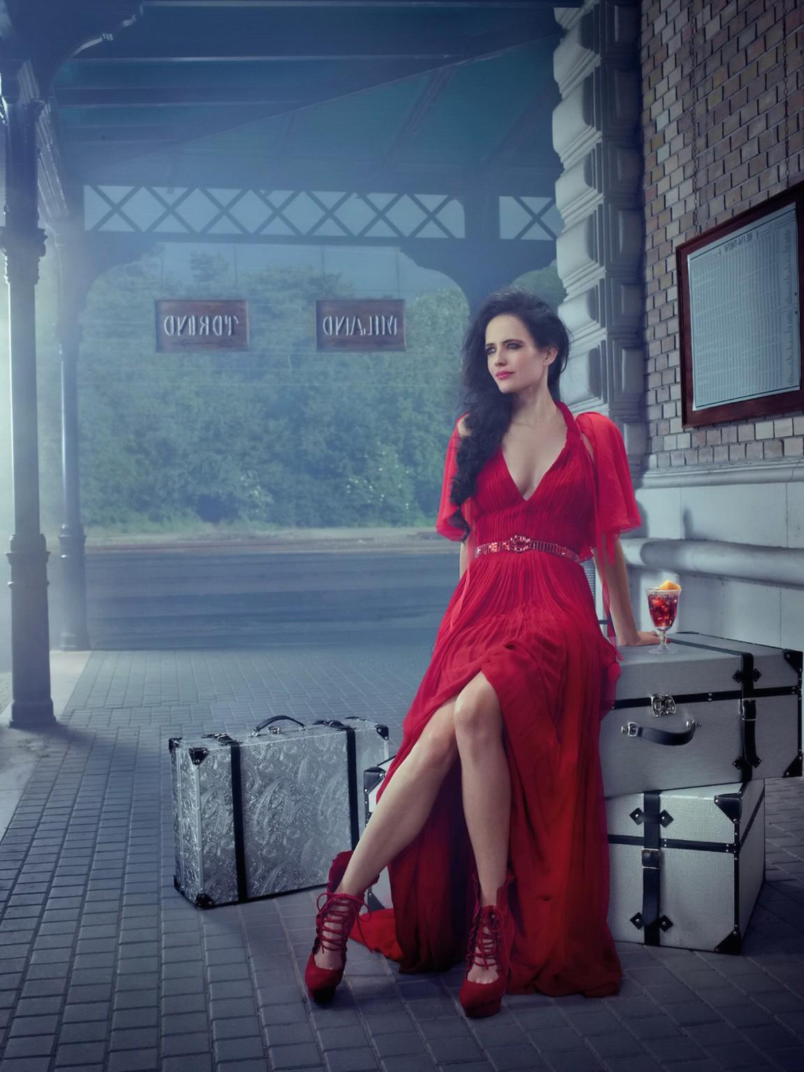 16P Eva Green busty and leggy wearing various red outfit for Campari Calendar 2015 p