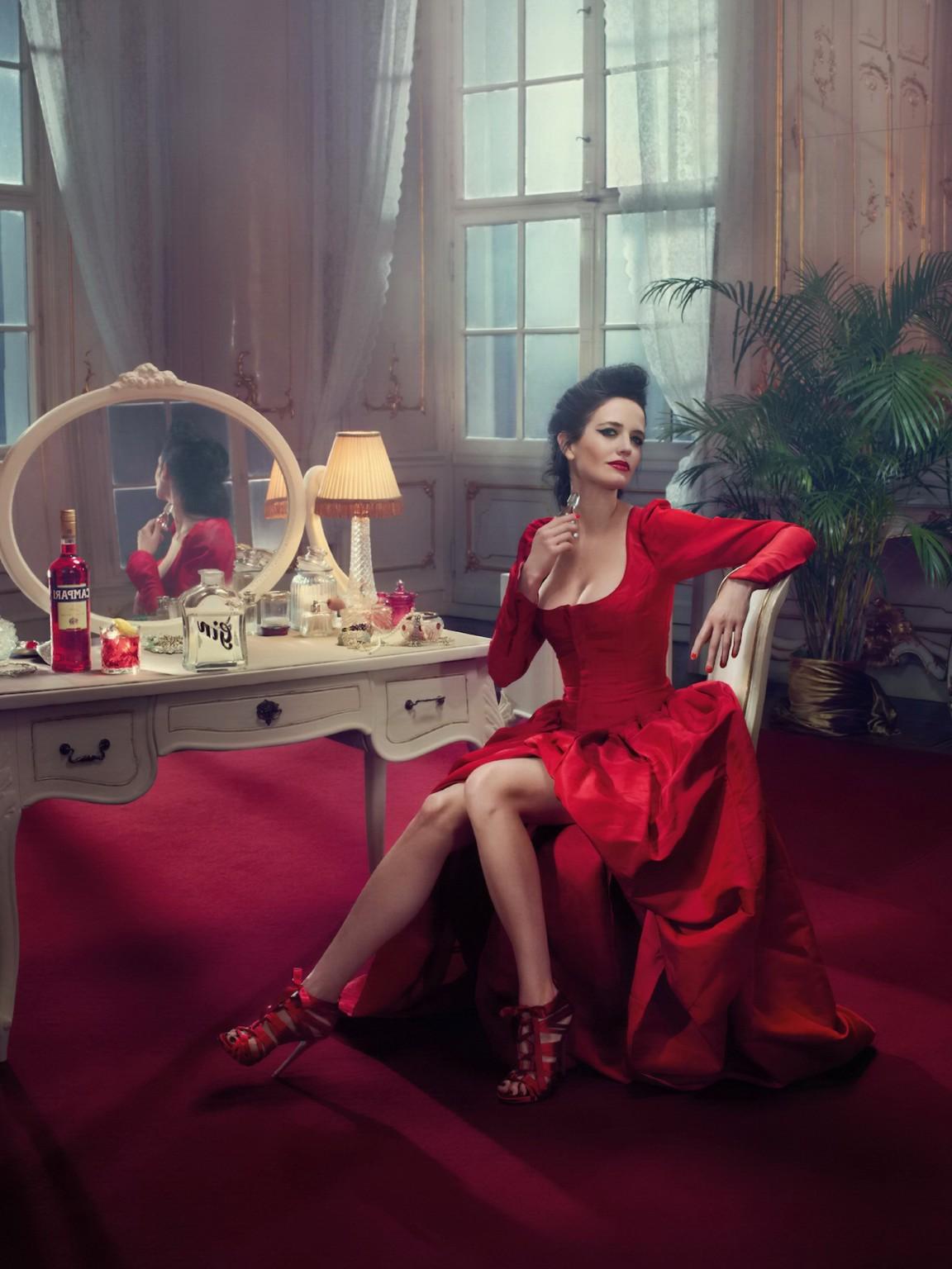 16P Eva Green busty and leggy wearing various red outfit for Campari Calendar 2015 p