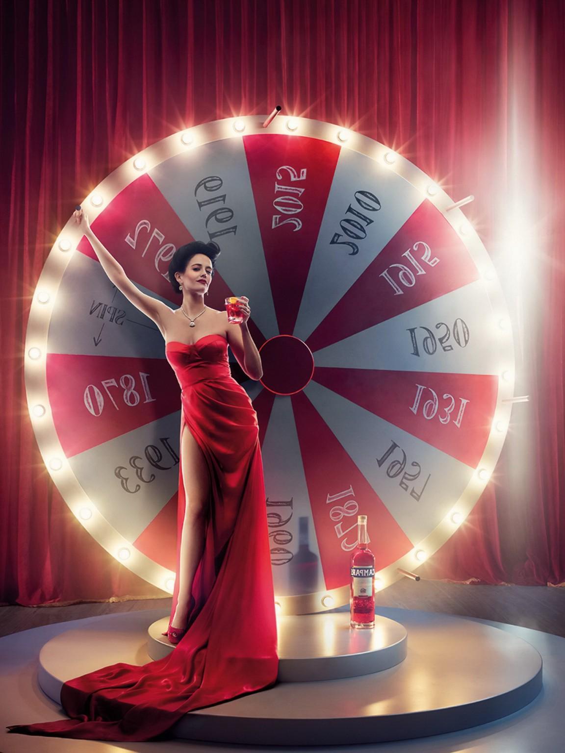 16P Eva Green busty and leggy wearing various red outfit for Campari Calendar 2015 p