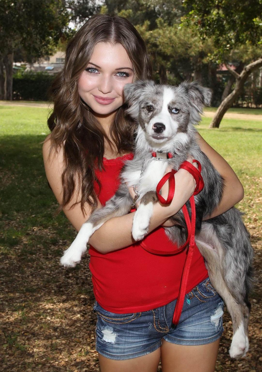 16P Sammi Hanratty leggy in tiny red top and hotpants at the park in North Hollywood