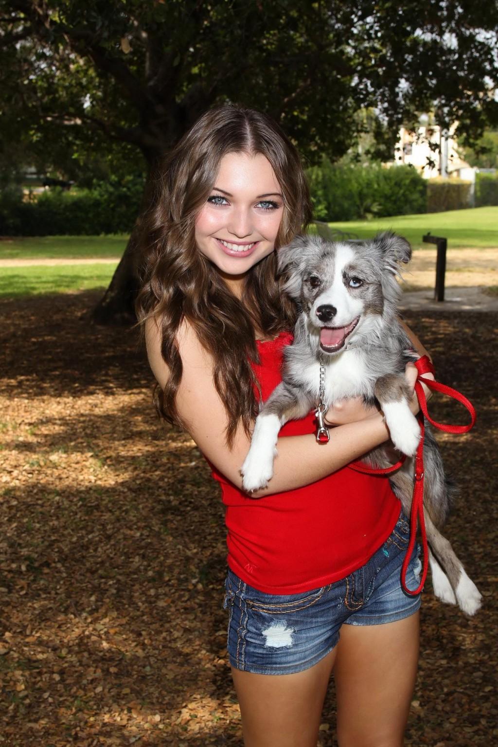 16P Sammi Hanratty leggy in tiny red top and hotpants at the park in North Hollywood