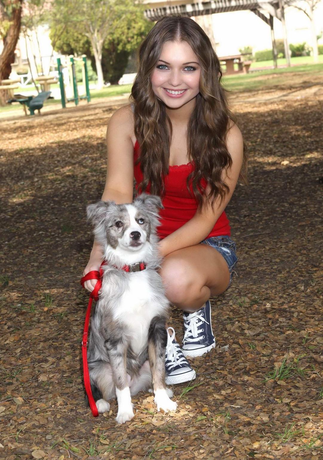 16P Sammi Hanratty leggy in tiny red top and hotpants at the park in North Hollywood