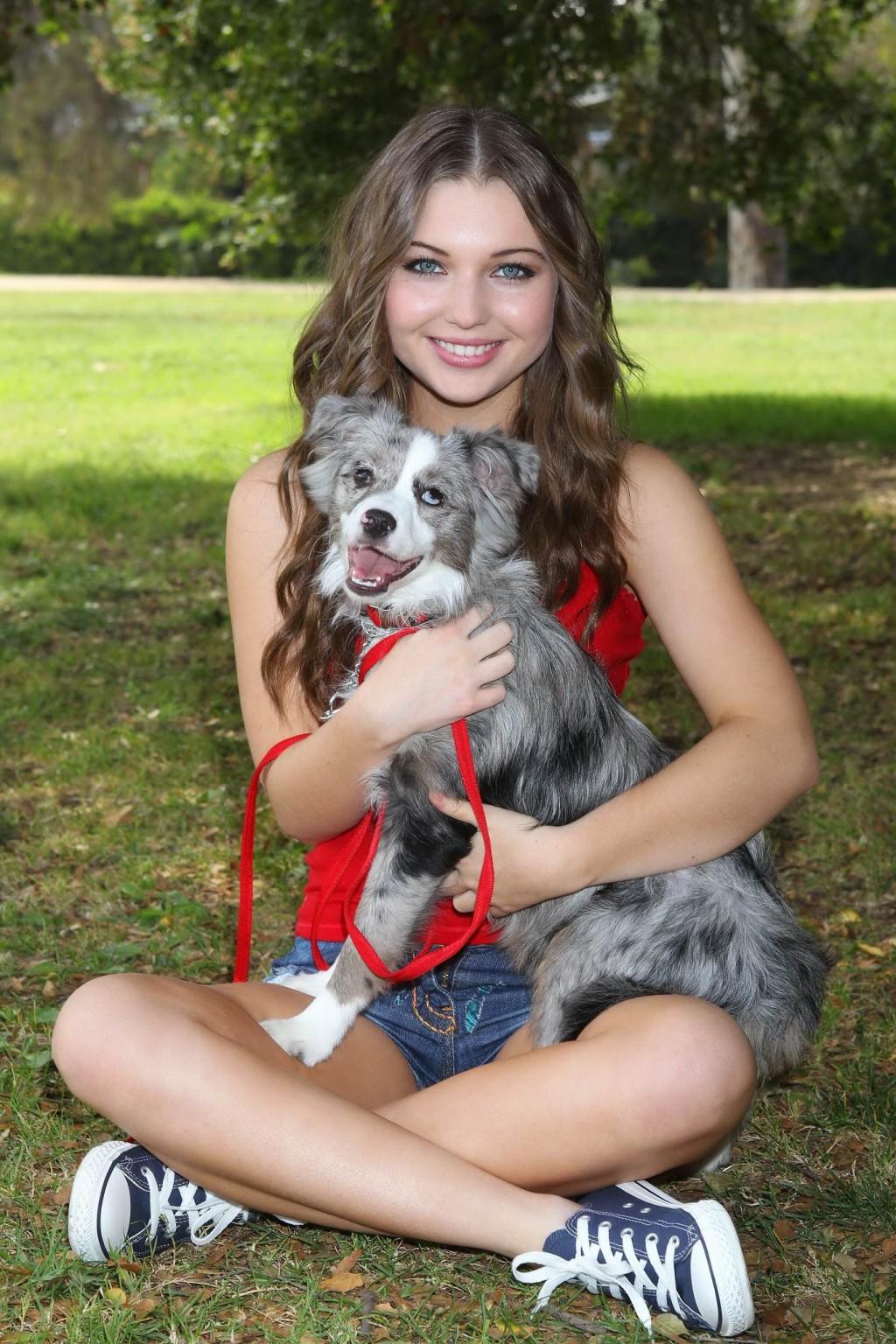 16P Sammi Hanratty leggy in tiny red top and hotpants at the park in North Hollywood