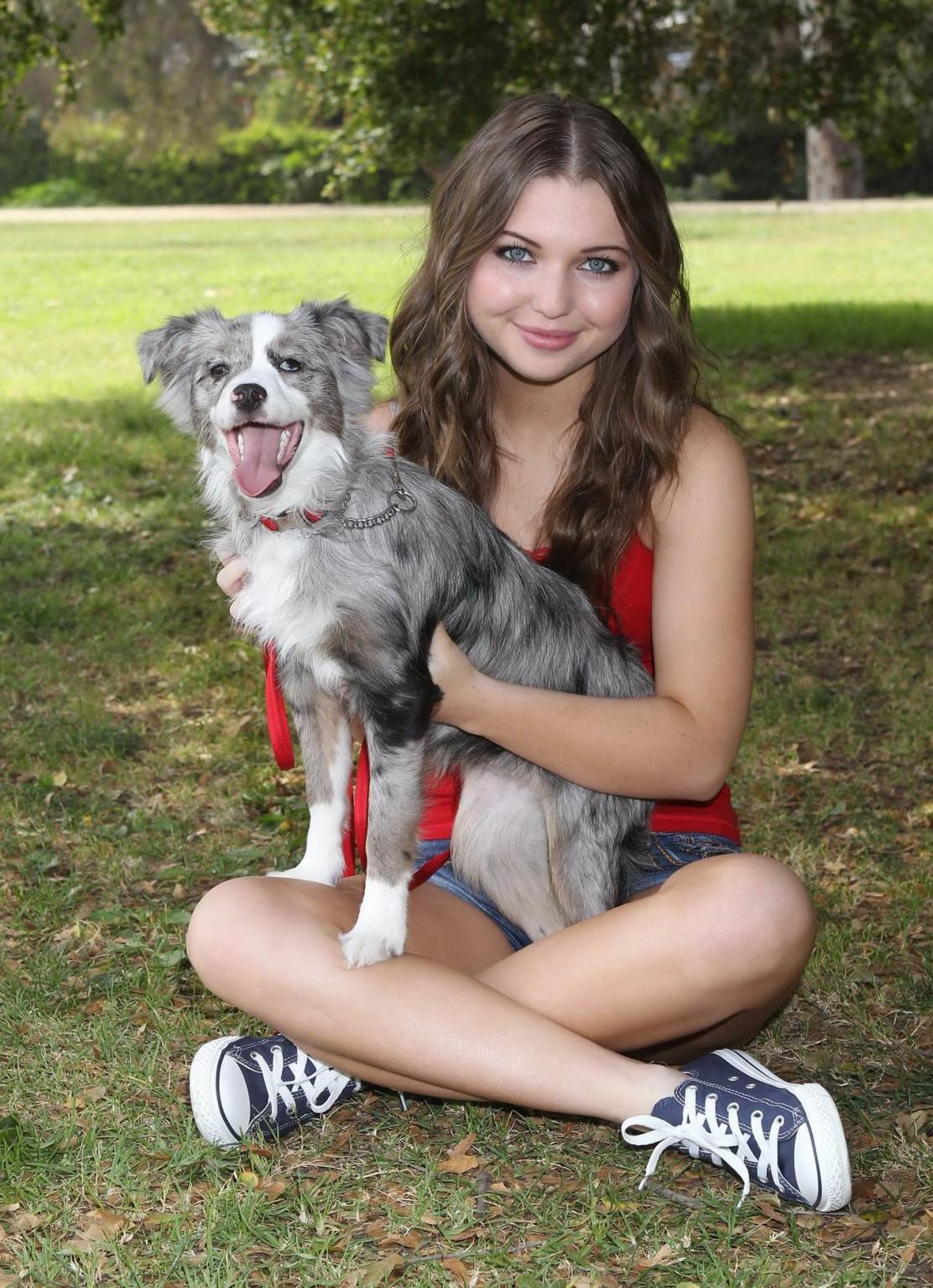 16P Sammi Hanratty leggy in tiny red top and hotpants at the park in North Hollywood