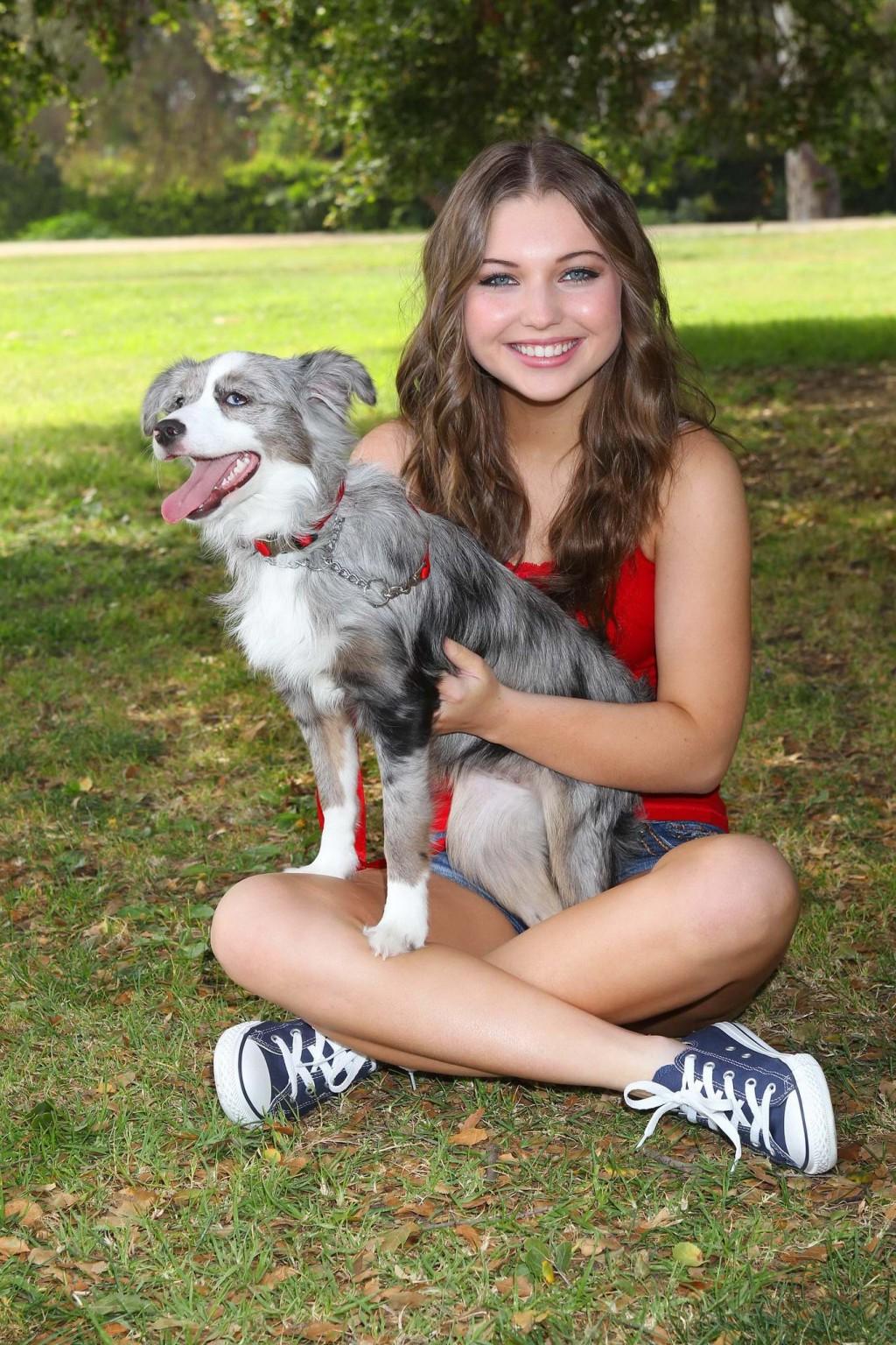 16P Sammi Hanratty leggy in tiny red top and hotpants at the park in North Hollywood