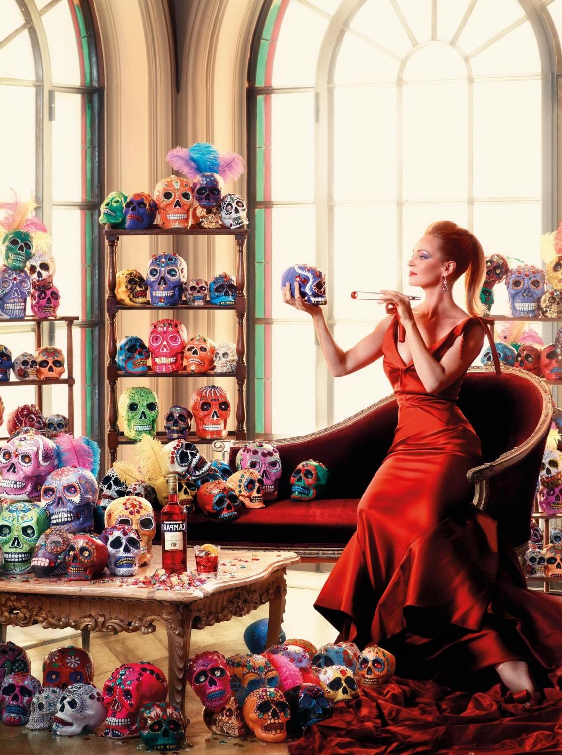 16P Uma Thurman in red hot Campari 2014 calendar photoshoot