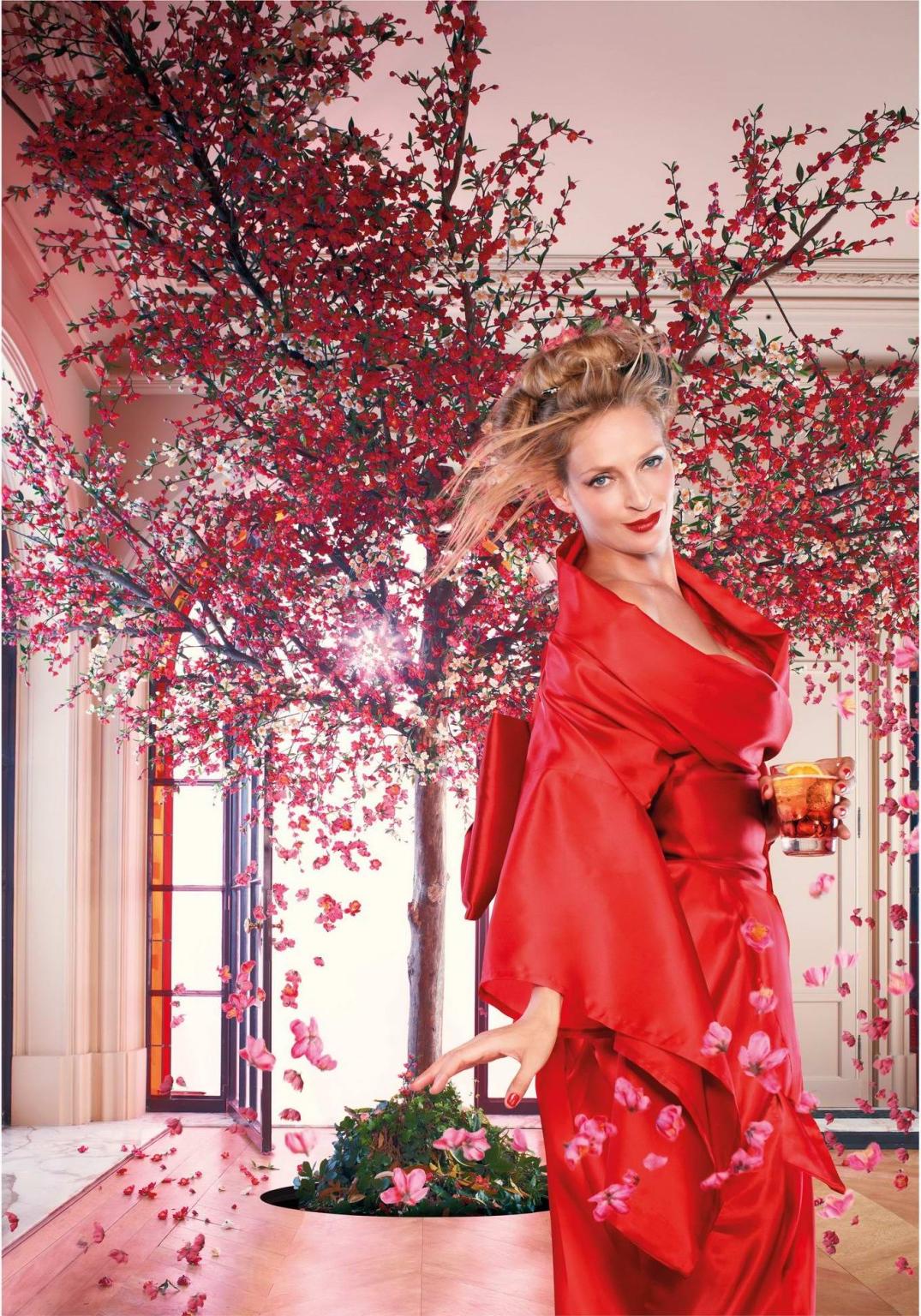 16P Uma Thurman in red hot Campari 2014 calendar photoshoot