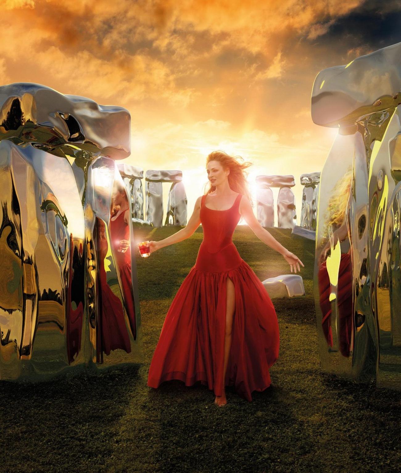 16P Uma Thurman in red hot Campari 2014 calendar photoshoot