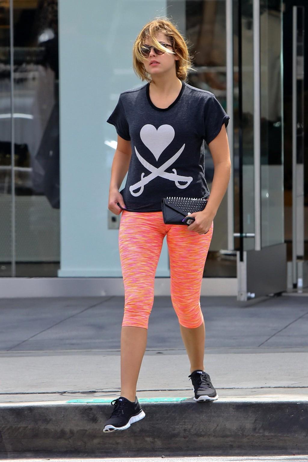16P Ashley Benson shows off her ass  cameltoe wearing tights out in West Hollywood