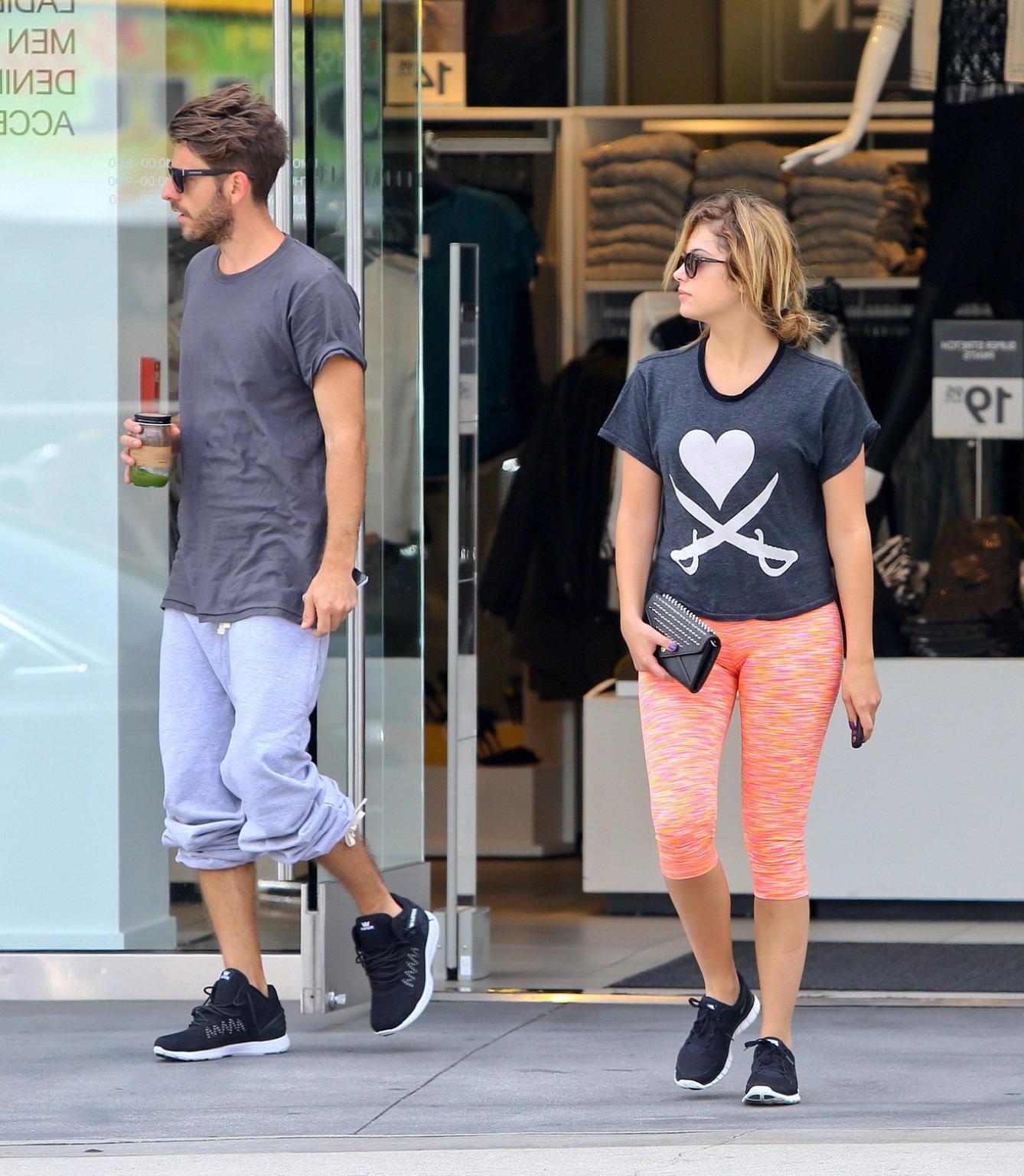16P Ashley Benson shows off her ass  cameltoe wearing tights out in West Hollywood