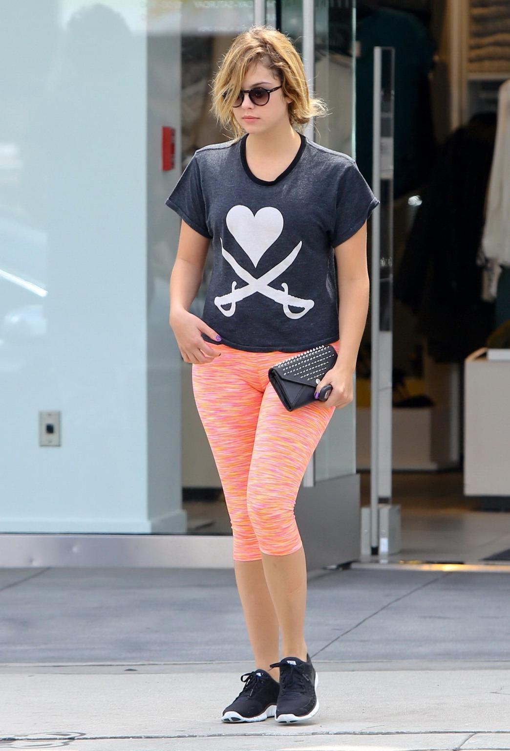 16P Ashley Benson shows off her ass  cameltoe wearing tights out in West Hollywood
