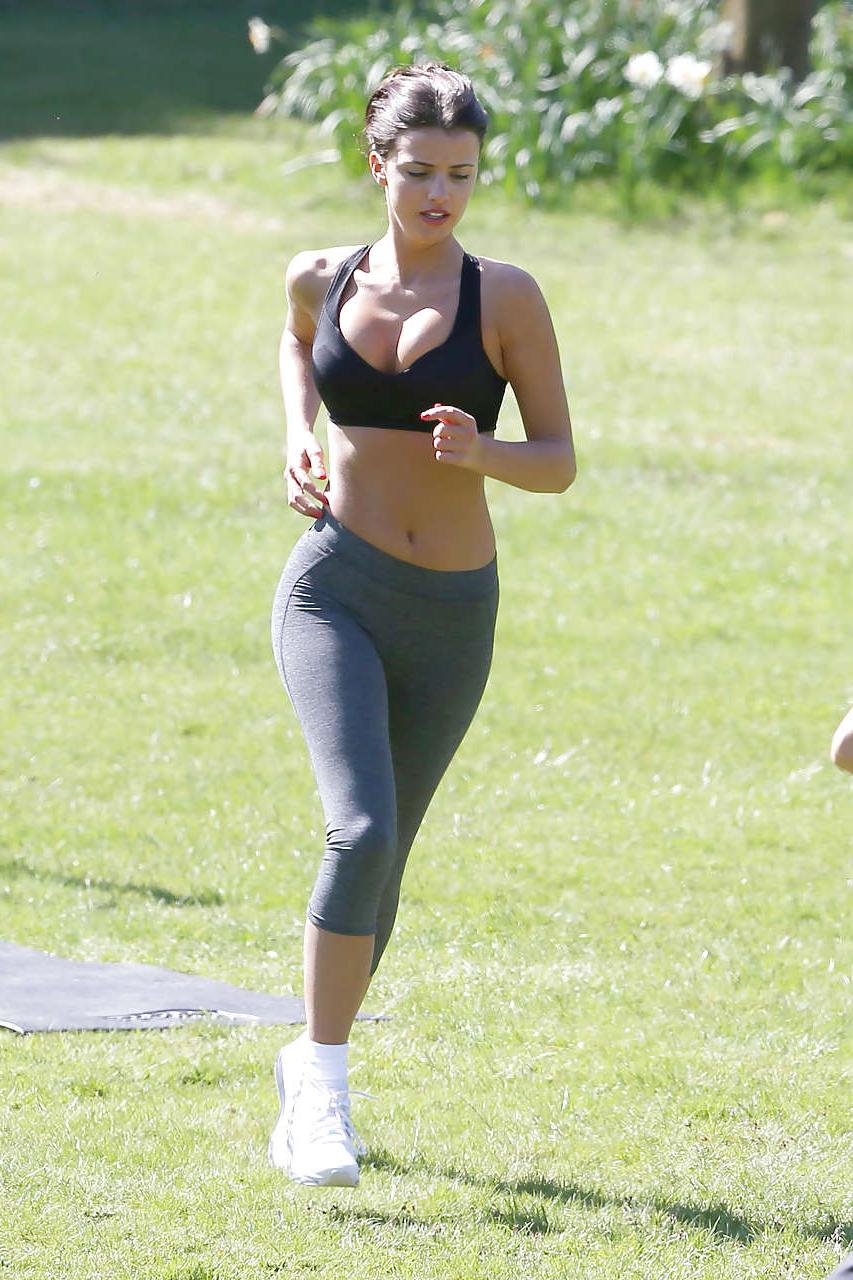 16P Lucy Mecklenburgh practicing in the park showing boobs and ass
