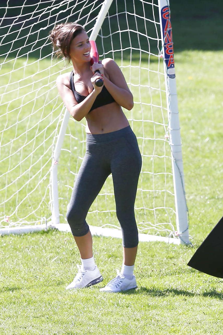 16P Lucy Mecklenburgh practicing in the park showing boobs and ass